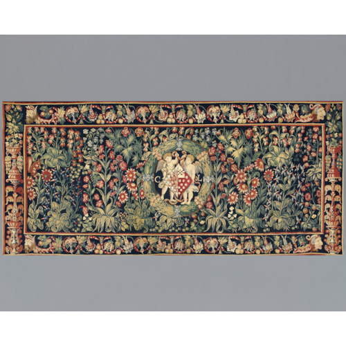 A Millefleurs Tapestry with the coat of arms and initials of Christine de Lechy